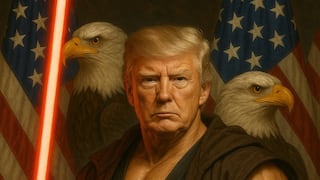 Donald Trump saluda el Día de Star Wars vestido con túnica y sable de villano