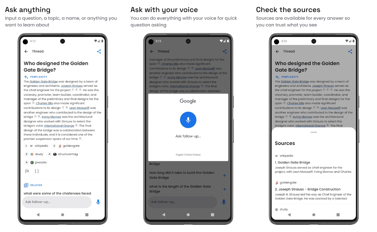Perplexity AI está disponible en celulares iOS y Android.