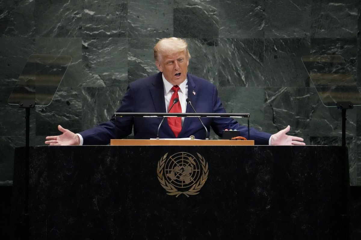 El presidente de los Estados Unidos, Donald Trump, pronuncia un discurso ante la Asamblea General de las Naciones Unidas en la sede de la ONU en la ciudad de Nueva York el 23 de septiembre de 2025. Foto: TIMOTHY A. CLARY / AFPT