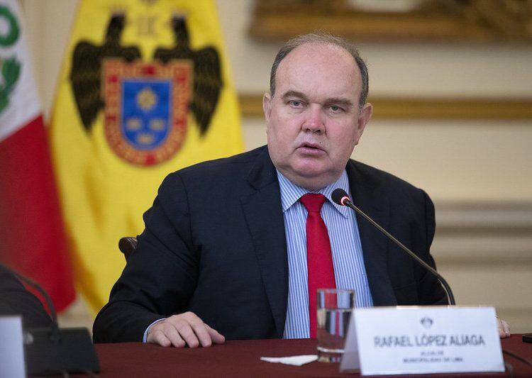El alcalde de Lima, Rafael López Aliaga, durante la rendición de cuentas de la MML. Foto: GEC