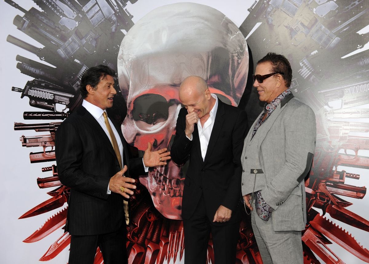 Stallone junto a Bruce Willis y Jean Claude Van Damme (Foto: AFP)