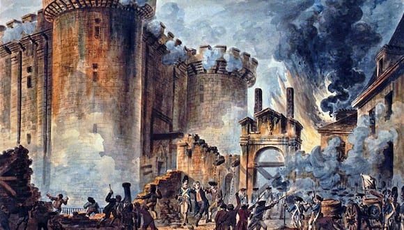 La toma de la Bastilla, cuadro pintado por Jean-Pierre Houe¨l y expuesto en la Biblioteca Nacional de Francia. (Pintura de Jean-Pierre Houe¨l)