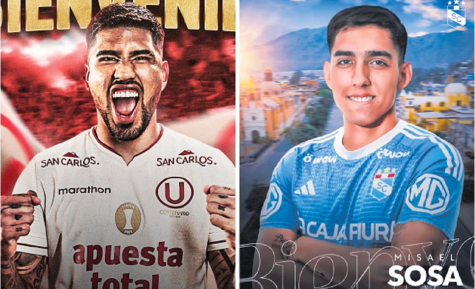 Paolo Reyna y Misael Sosa firmaron hasta el 2027 por Universitario y Cristal, respectivamente.
