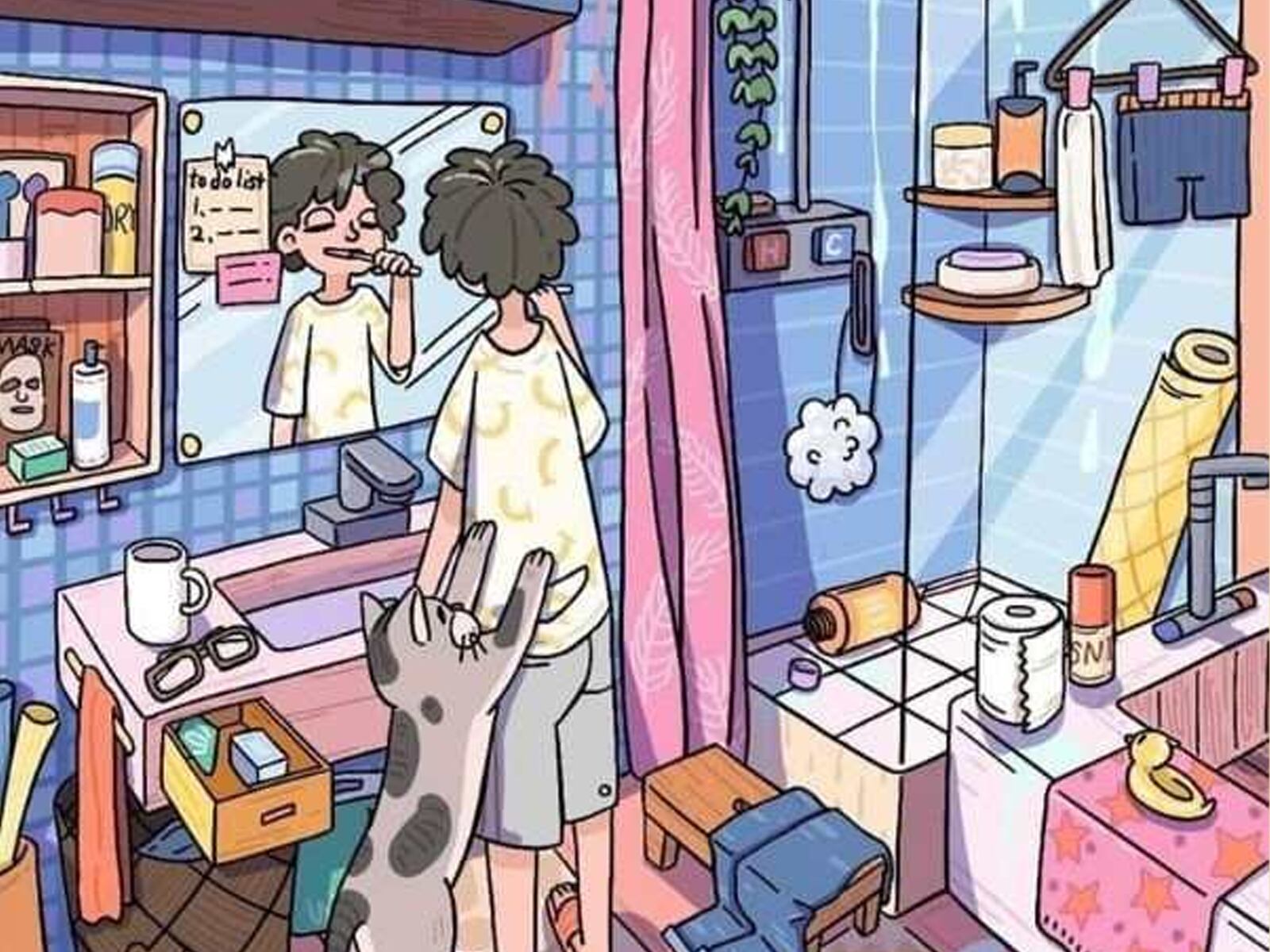 Demuestra tu inteligencia y capacidad de observación encontrando la bandera roja escondida en la imagen del baño en solo 12 segundos.