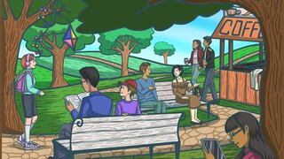 Encuentra el periódico escondido en esta imagen del parque en 13 segundos