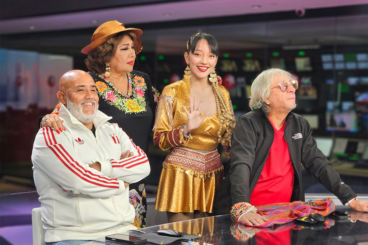 Qorianka se reunió con Amanda Portales, Pelo D’Ambrosio y Marco Romero en China para filmar el video musical “De Chancay a Shanghai”. (Foto: Cortesía Qorianka)