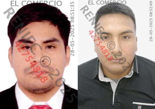Rubén Darío Cueva Velásquez y Jean Carlos Montero Huaylinos están implicados en la muerte de Andreina Farías Torres. (Foto: Reniec)