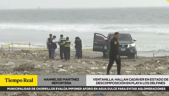 hallan cuerpo en avanzado de descomposición en la orilla de una playa  de Ventanilla. (Foto: RPP TV)