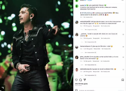 Christian Nodal luce una imagen sin tatuajes en el rostro (Foto: Christian Nodal / Instagram)
