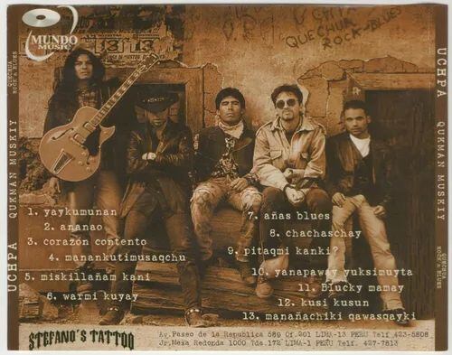 Fotografía de Uchpa en la contratapa de su disco “Qukman muskyi” (2000), que incluye el éxito "Corazón contento".