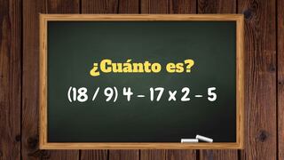Desafio de cálculo numérico: ¿Cuál es la respuesta de (18 / 9) 4 - 17 x 2 - 5?
