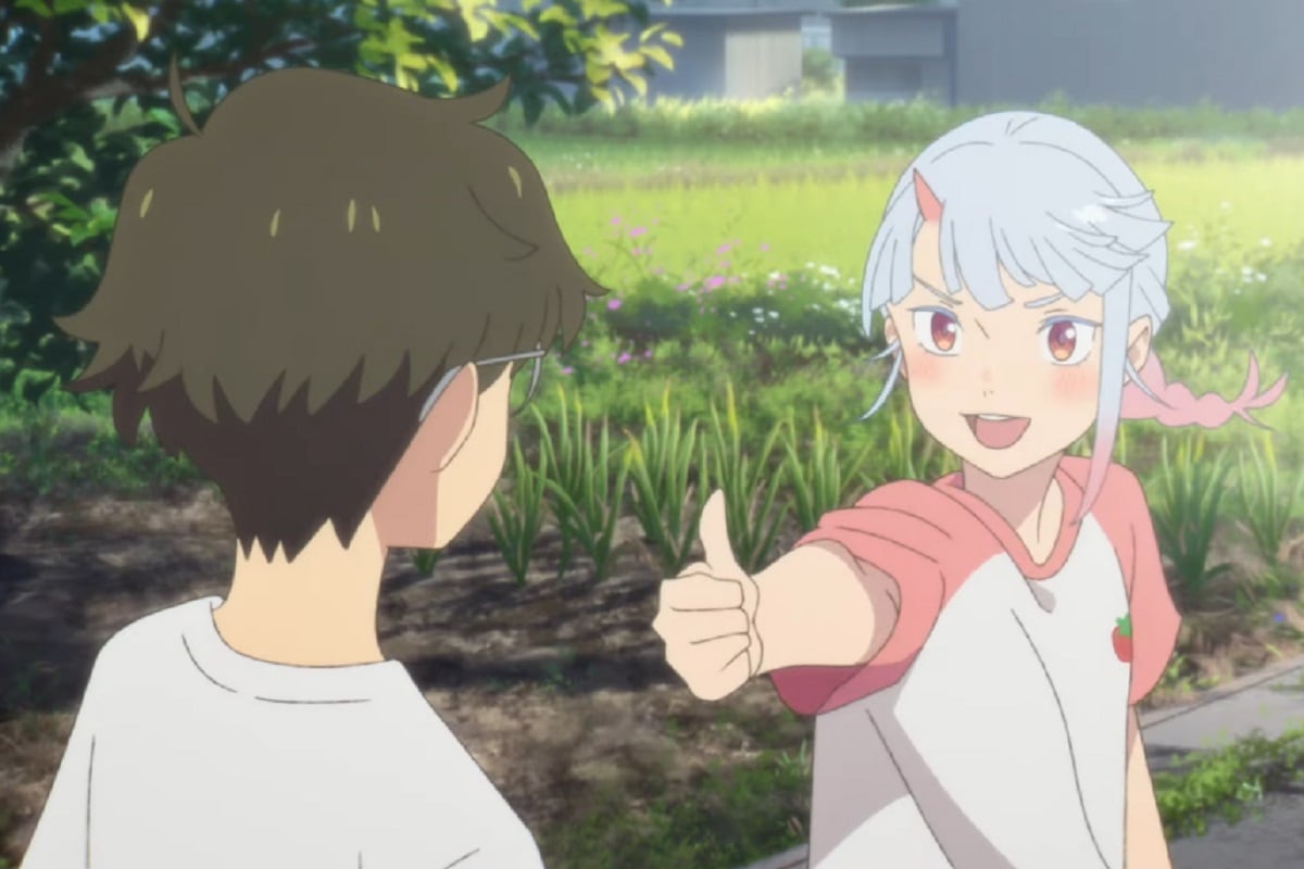 Hiiragi y Tsumugi llegan al Santuario Hie, pero no encuentran lo que buscaban en la película japonesa "Mi querida oni" (Foto: Netflix)