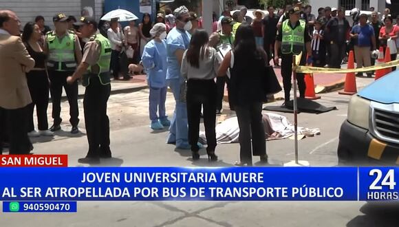 Alejandra Roque Hidalgo cruzaba la pista cuando fue embestida por un bus que realizó un giro en U a toda velocidad. (Foto: noticiero 24 Horas)
