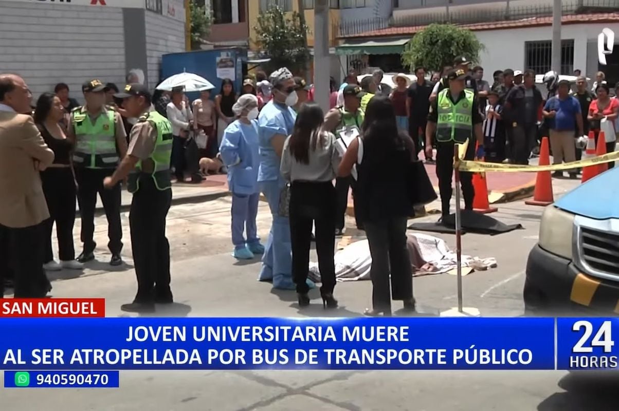 Alejandra Roque Hidalgo cruzaba la pista cuando fue embestida por un bus que realizó un giro en U a toda velocidad. (Foto: noticiero 24 Horas)