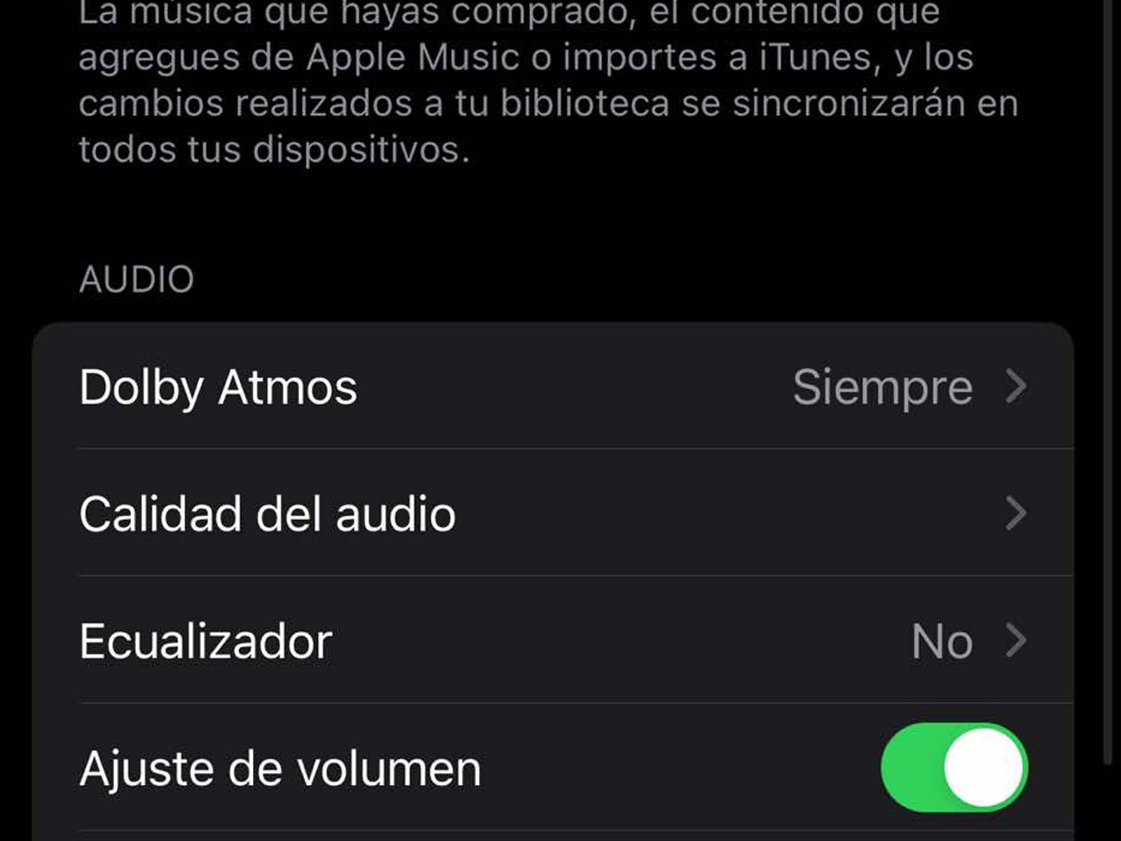 IPHONE | Allí debes buscar la pestaña de Dolby Atmos. (Foto: MAG - Rommel Yupanqui)