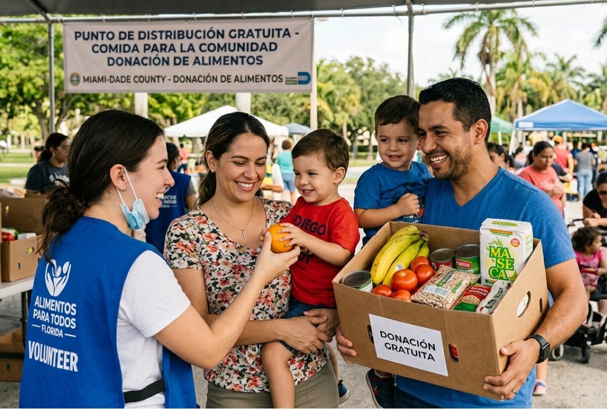 Miles de familias buscan alimentos gratis en Florida ante el aumento del costo de vida. | Crédito: Imagen creada por El Comercio MAG usando Gemini