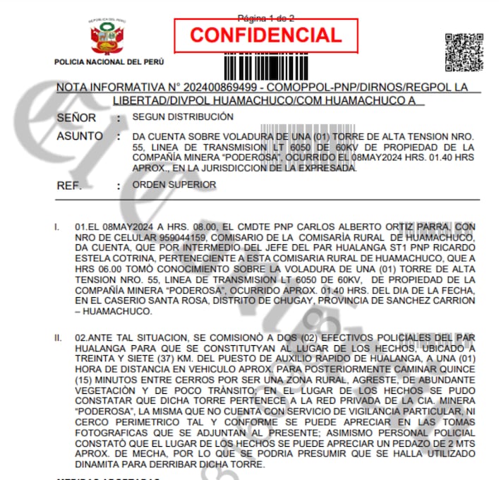 Nota informativa sobre el atentado.