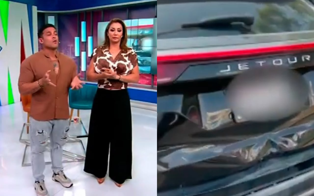 La colisión por alcance, ocurrida alrededor de las 3:30 p.m. en la avenida Javier Prado, dejó el automóvil con daños materiales en la parte posterior | Foto: Panamericana (Captura) / Composición EC