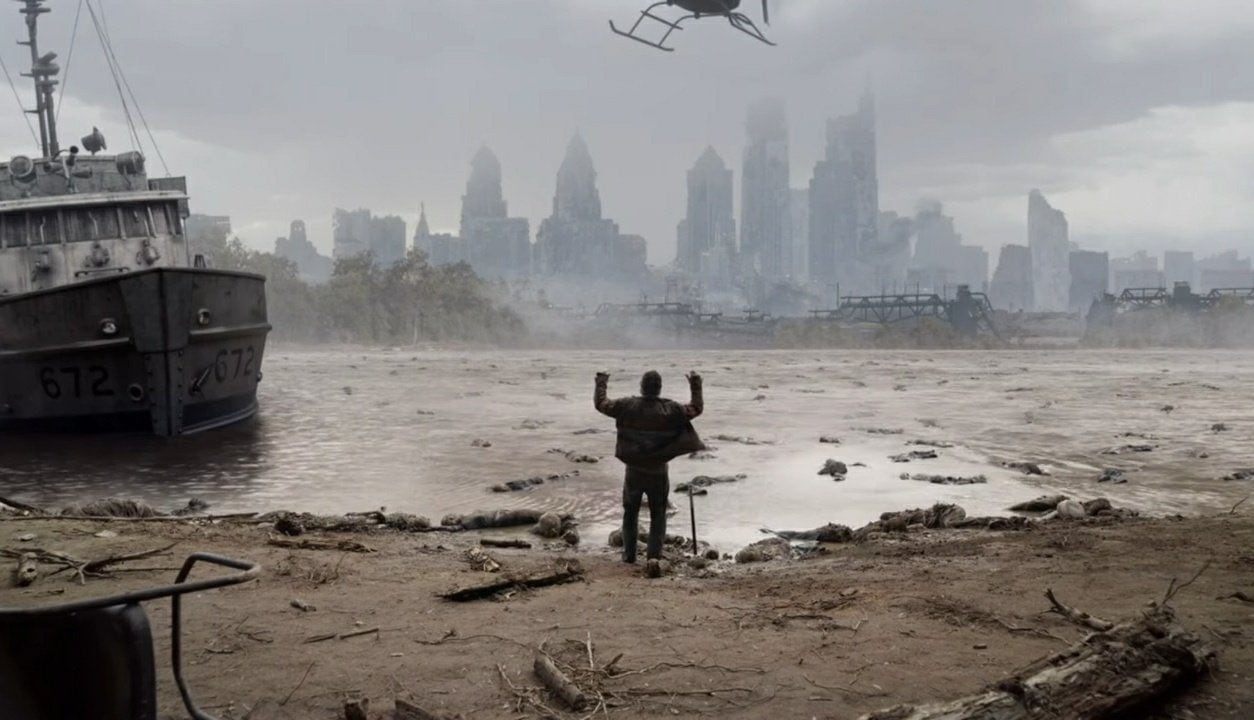 Rick Grimes levantando las manos y mostrando que no pondrá resistencia en el último episodio de "The Walking Dead" (Foto: AMC)