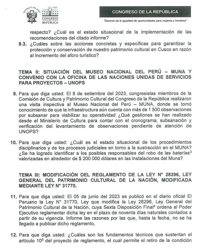 Moción de interpelación de Guido Bellido y otros contra Leslie Urteaga.
