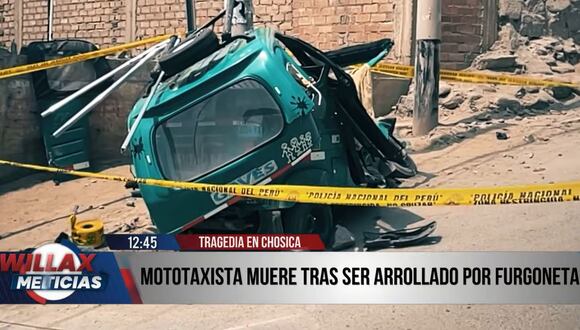 Un mototaxista murió tras ser arrollado por furgoneta en la zona de Sauce Grande, en Chosica. (Foto: Willax Noticias)