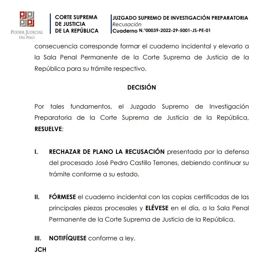 Pedro Castillo había pedido a Juan Carlos Checkley que se aparte del proceso.
