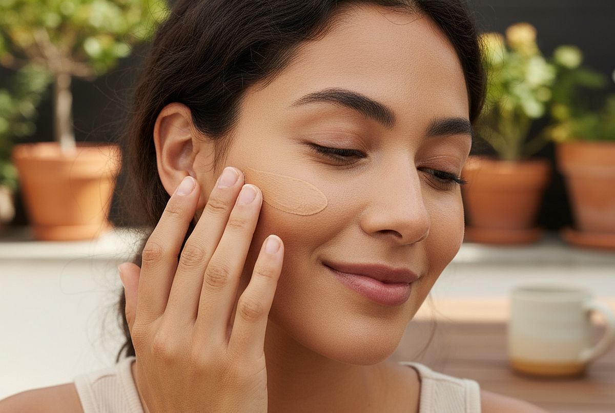 El protector solar con color es una alternativa práctica y eficaz que combina la protección solar con la cobertura ligera de una base de maquillaje. (Crédito: Imagen creada por El Comercio MAG usando la IA de Perplexity)