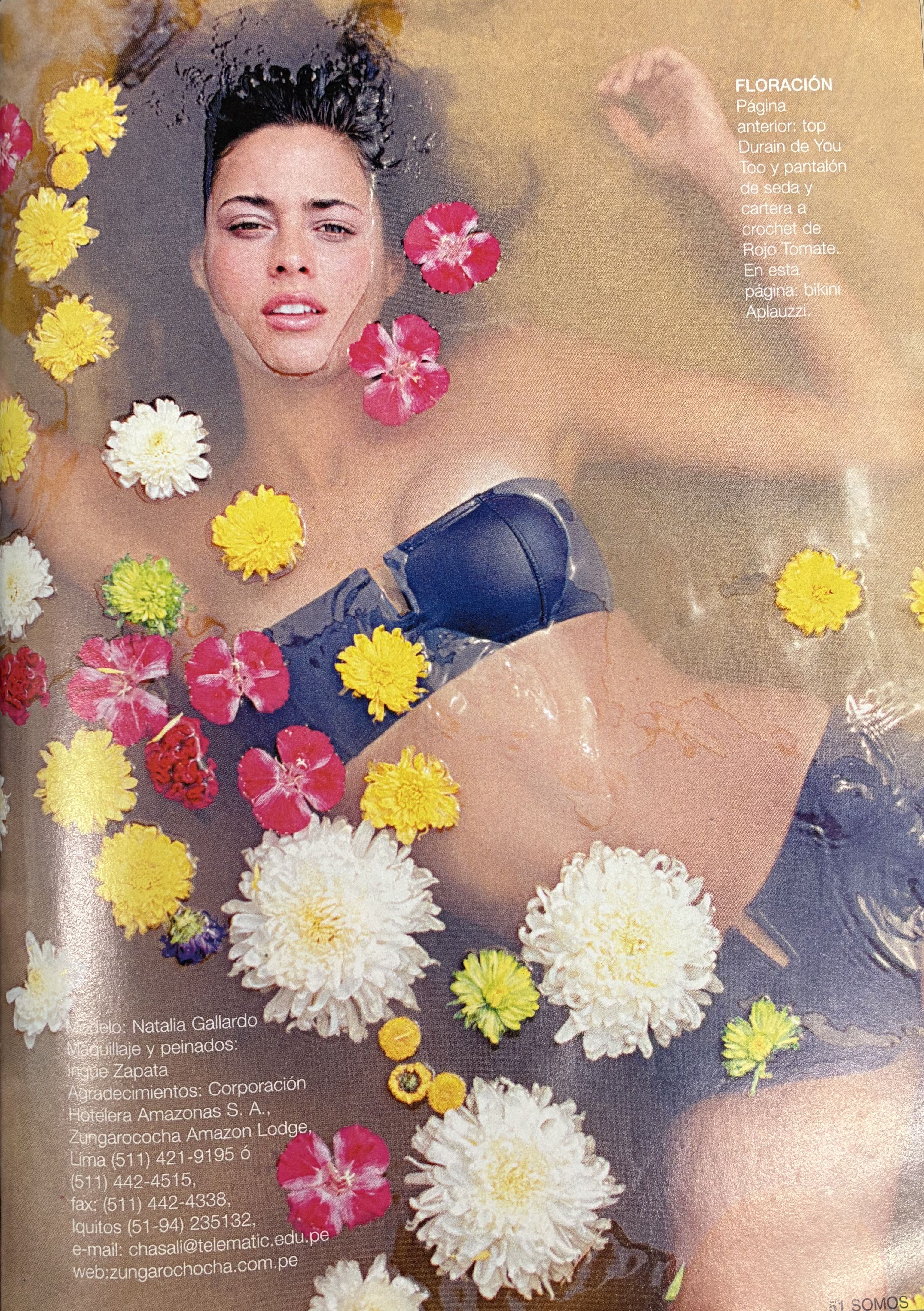 Una editorial primaveral con Natalia Gallardo, en 1996. La producción de Somos viajó a la selva peruana para realizarla.