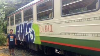 Cusco: detienen a turista por hacer pintas en tren