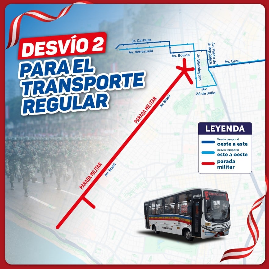 Desvío para el transporte regular que se dirige al Callao.