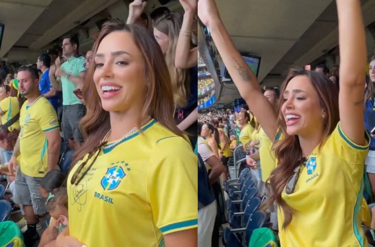 Bruna Biancardi, novia de Neymar, celebró la victoria de Brasil desde el Estadio Houston