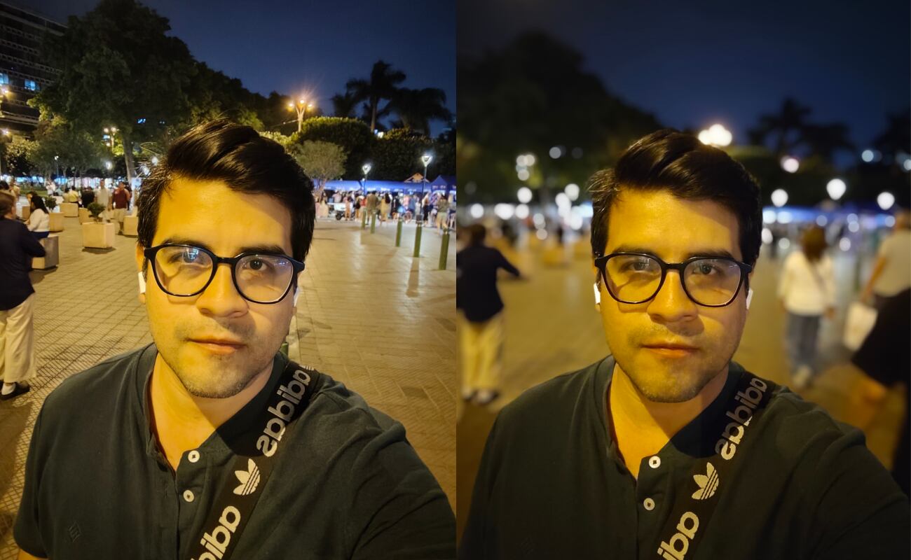 Foto selfie y con modo retrato de noche.