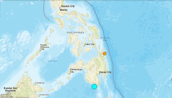 Un terremoto de magnitud 7,2 se registró en el sur de Filipinas, el 17 de noviembre de 2023. (Captura de USGS)