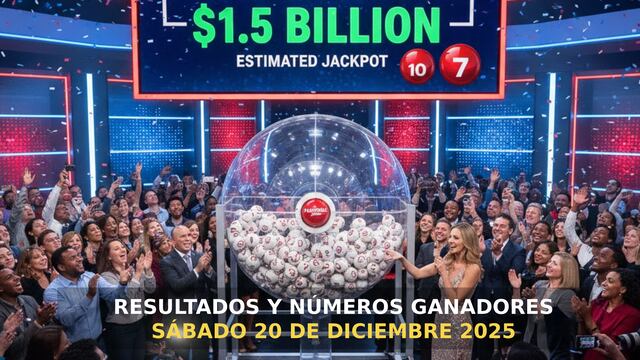 Resultados de Powerball, 20/12/2025 — números ganadores del sorteo histórico de la lotería con bote de $1,500 millones