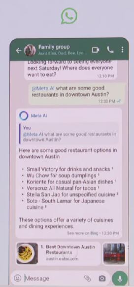 Vista previa del uso de Meta AI. (Foto: Facebook)