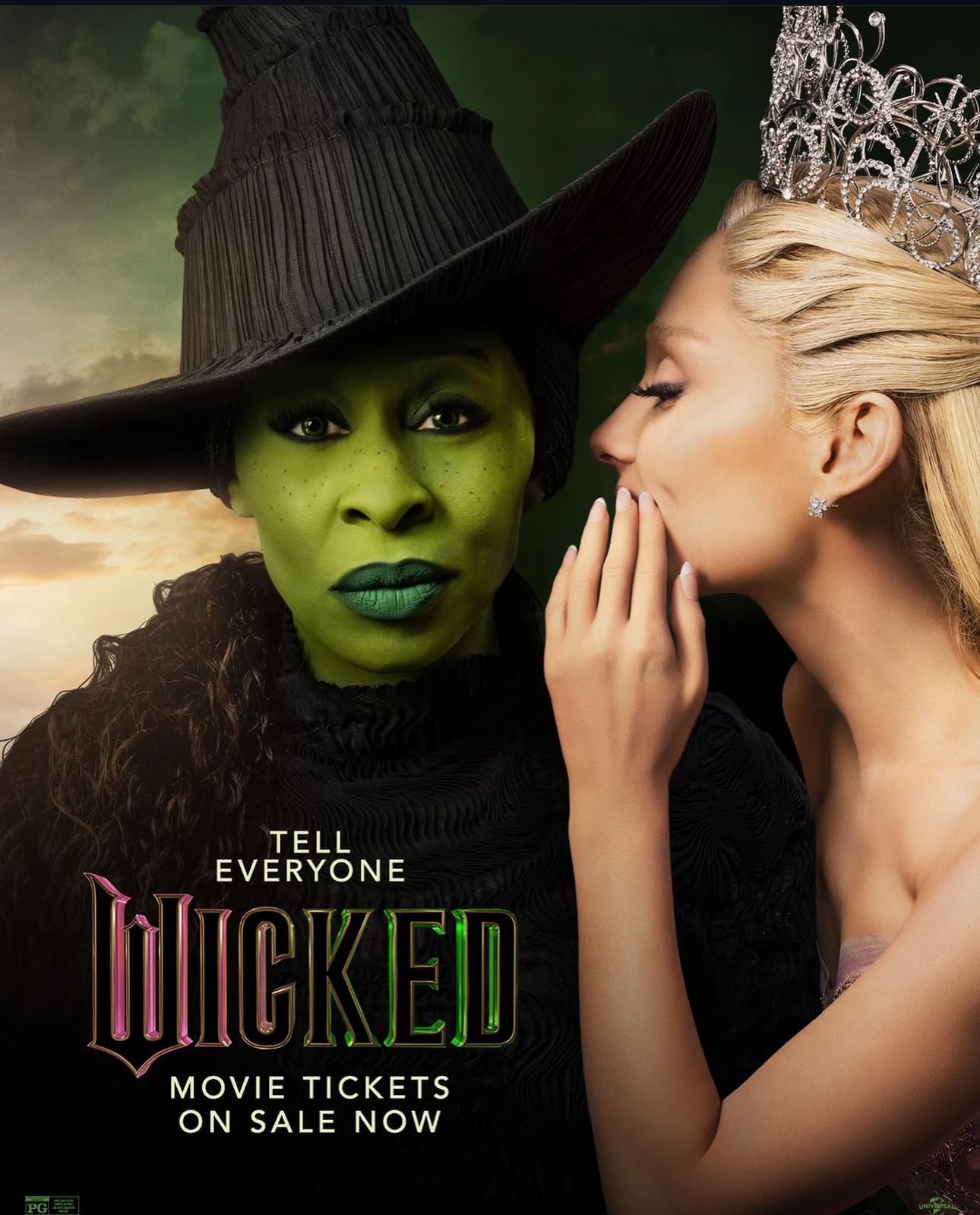 El póster de "Wicked: Part One", película musical de Jon M. Chu que se desarrolla a lo largo de 160 minutos de metraje (Foto: Universal Pictures)
