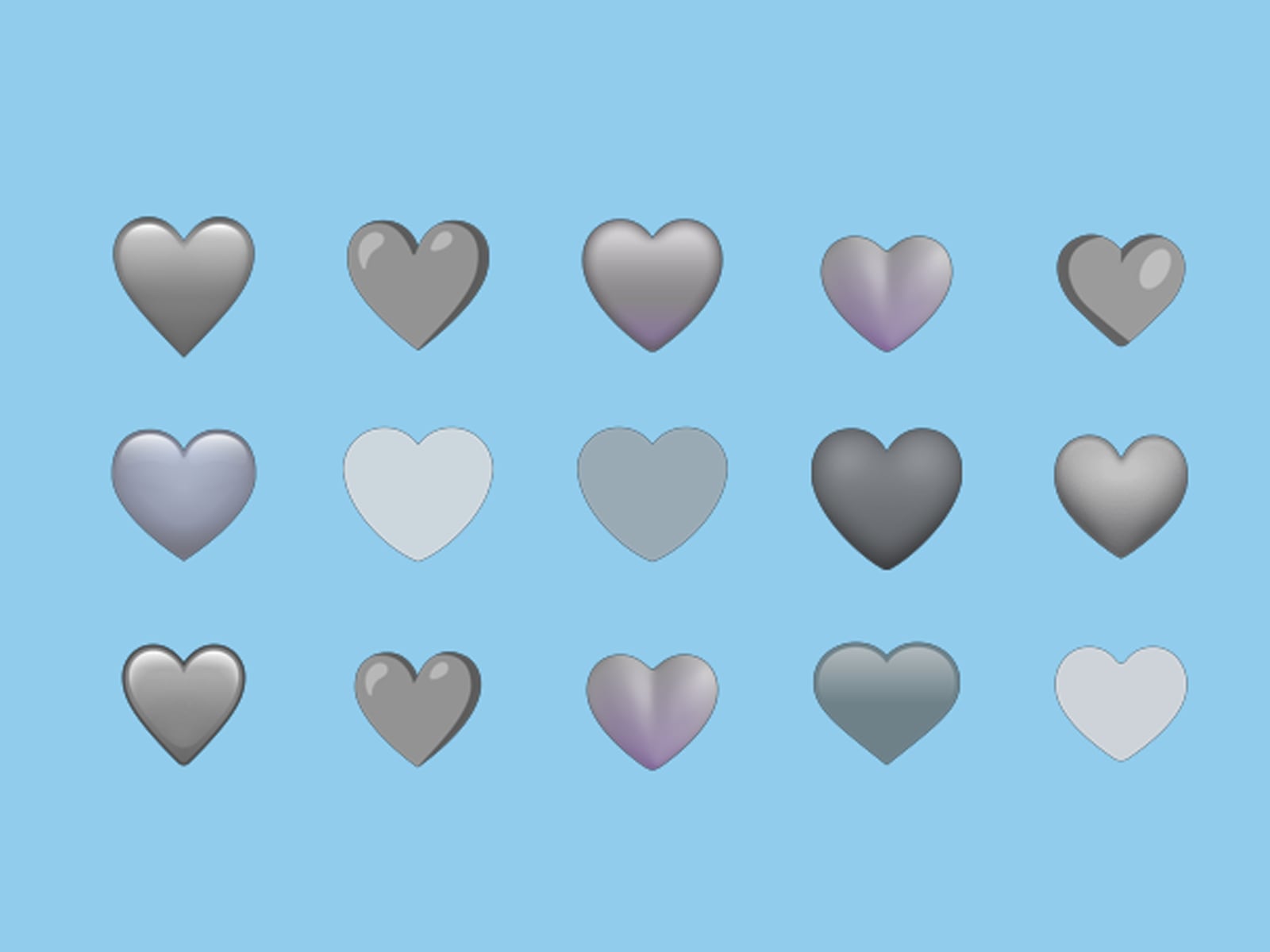 WHATSAPP | Así se ve el corazón gris en diversas plataformas. (Foto: Emojipedia)
