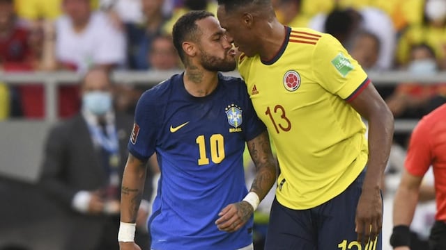 Neymar provocó a Yerry Mina con un “beso” en el Colombia vs. Brasil | VIDEO