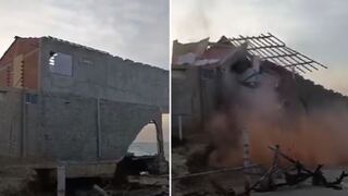 Tumbes: se desploma una casa de playa debido al fuerte oleaje en Zorritos | VIDEO