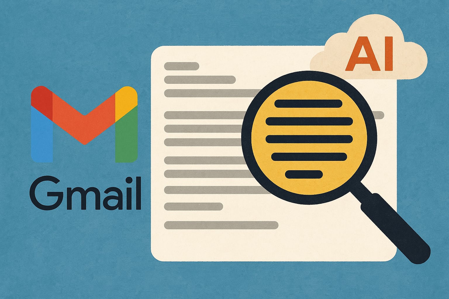 Gmail ya crea resúmenes automáticos para los hilos de correos más largos de la mano de Gemini. Imagen creada con IA.