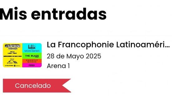 Cancelación del evento.