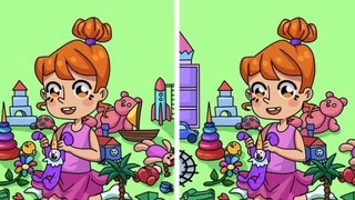 Detecta las 2 diferencias entre las imágenes de la niña con sus juguetes en 7 segundos