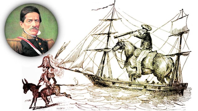 Una muestra de las ilustraciones del siglo XIX que acompañan el libelo a Ramón Castilla escrito por Manuel Atanasio Fuentes, incluyendo una donde el expresidente monta un burro. El ilustrador es anónimo.