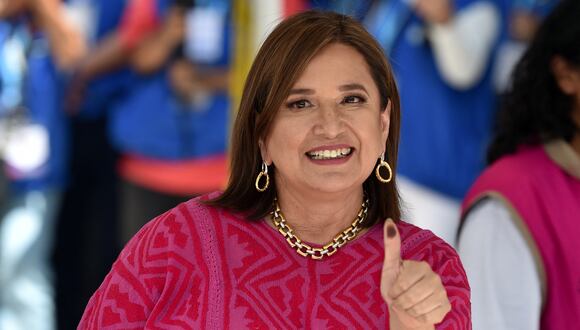 La candidata presidencial de la oposición de México, Xochitl Gálvez. (Foto de Rodrigo Oropeza/AFP)