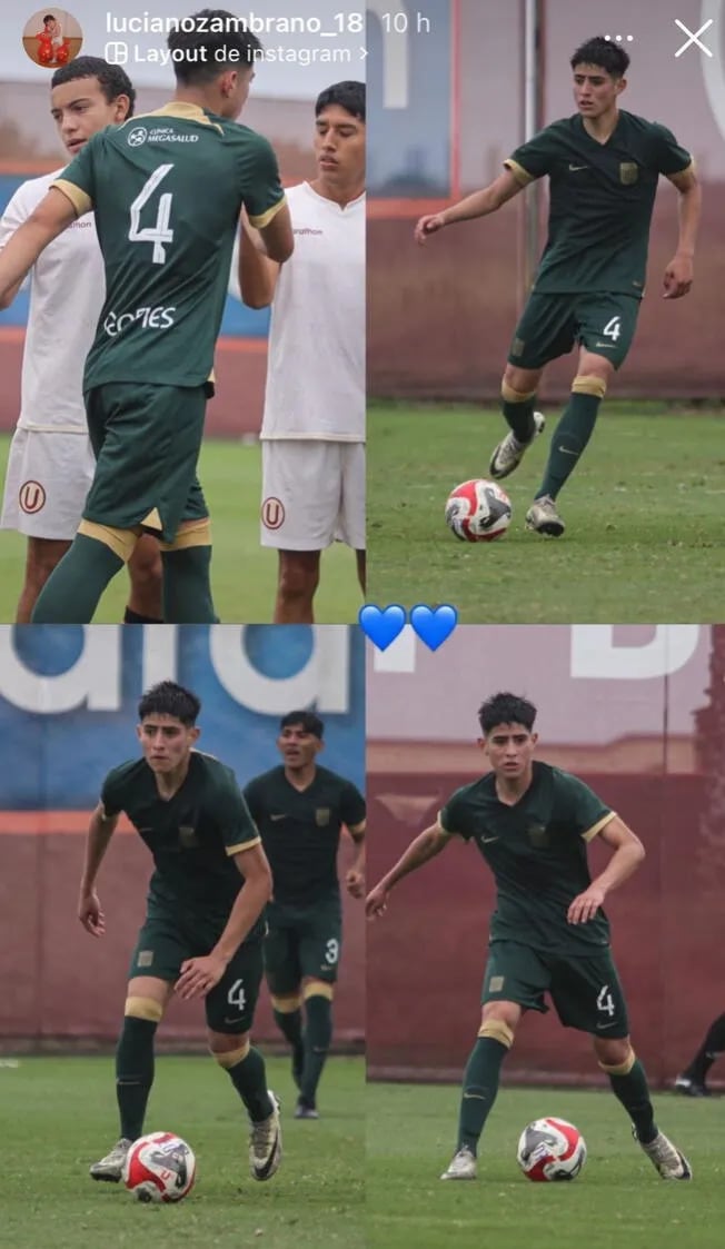 Luciano Zambrano vistiendo la camiseta de Alianza Lima en sus historias de Instagram.