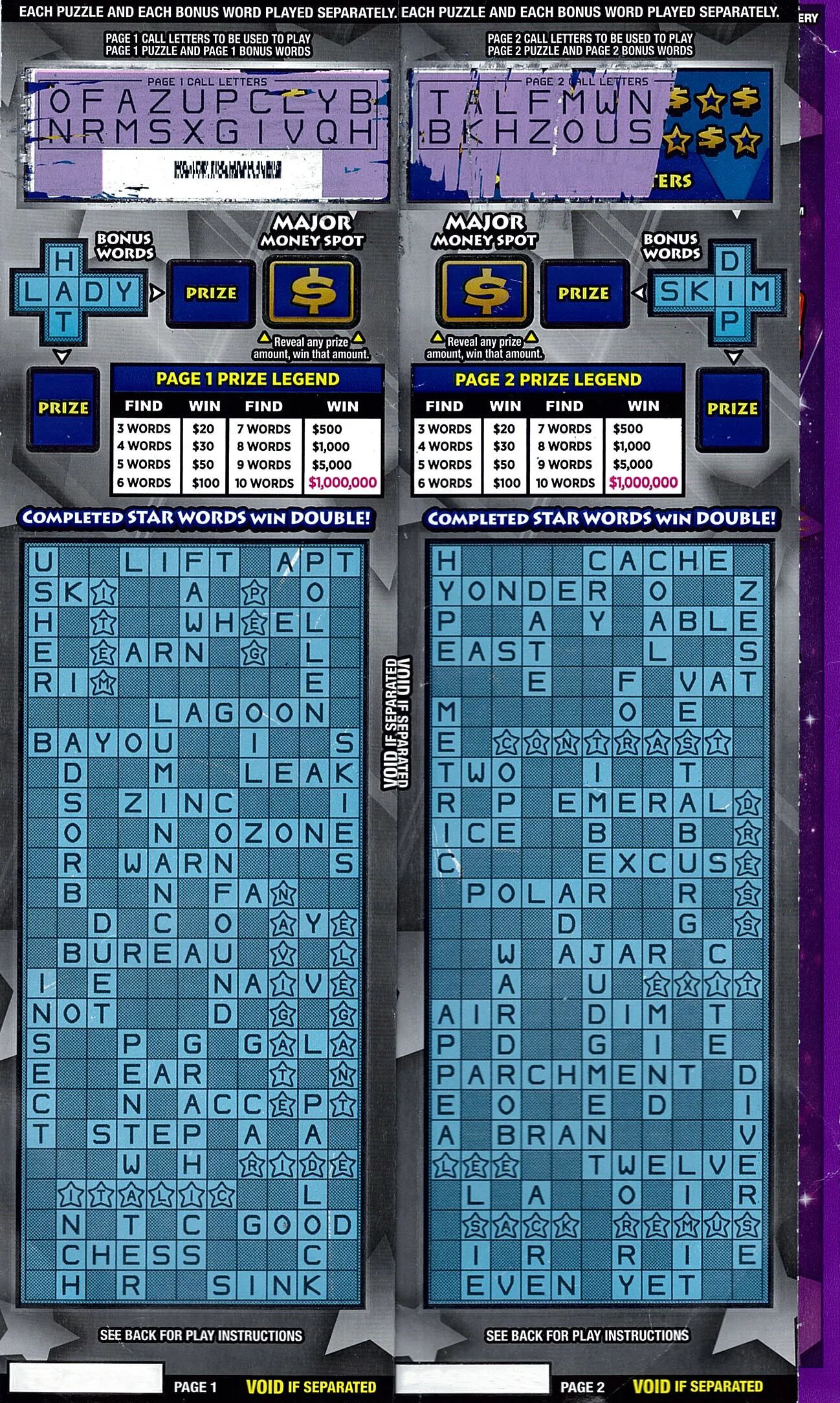 El raspadito ganador de $1 millón en la lotería de Michigan. | Crédito: Michigan Lottery