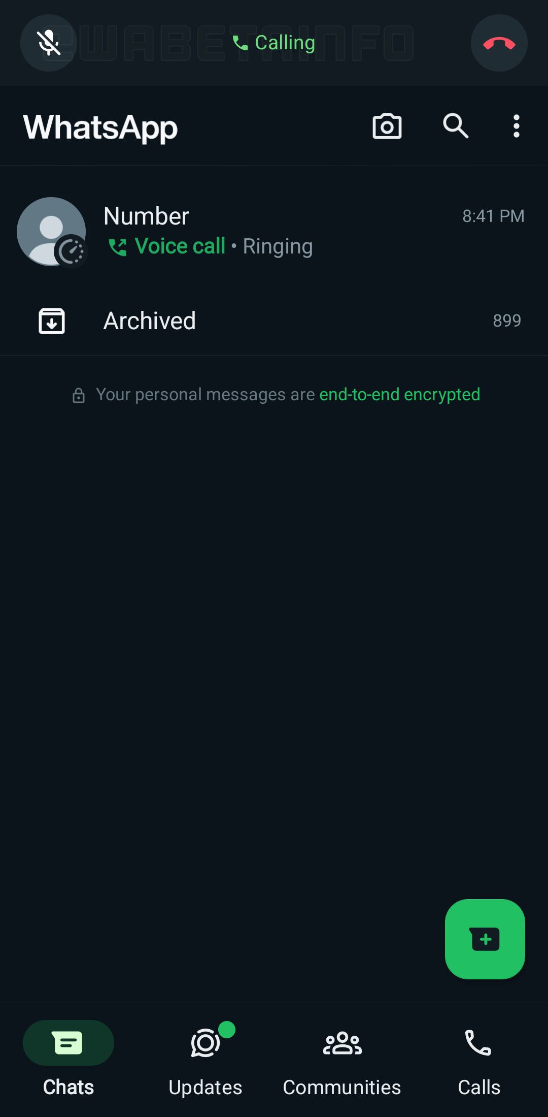 Vista previa de la nueva barra de llamadas en WhatsApp para iOS y Android. (Foto: WabetaInfo)