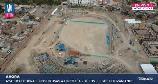 A 4 días de que inicie los Juegos Bolivarianos 2025, aún no están listas las sedes deportivas en Ayacucho. Foto captura: Canal N.