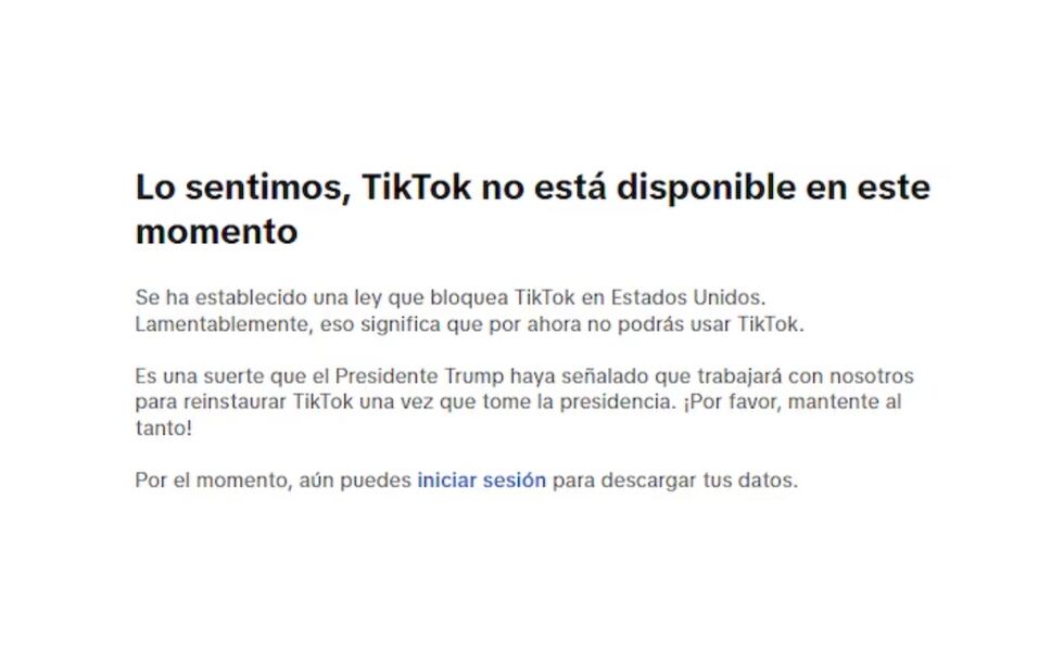 Más de 170 millones de usuarios en Estados Unidos los que recibieron una mala noticia: TikTok dejó de operar oficialmente este 19 de enero.