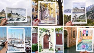 Esta artista reemplaza las fotos de sus viajes por pinturas